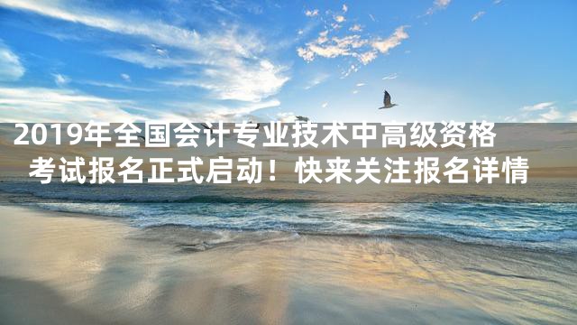 2019年全国会计专业技术中高级资格考试报名正式启动！快来关注报名详情