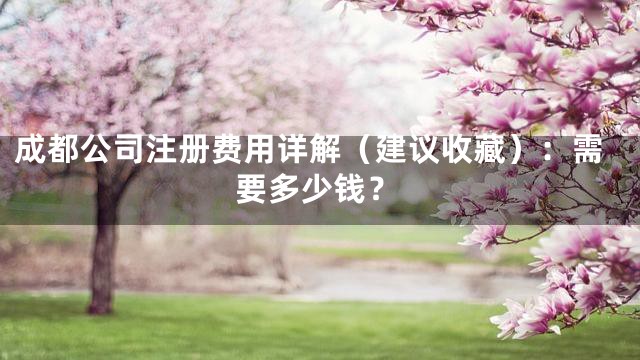 成都公司注册费用详解（建议收藏）：需要多少钱？