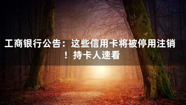 工商银行公告：这些信用卡将被停用注销！持卡人速看