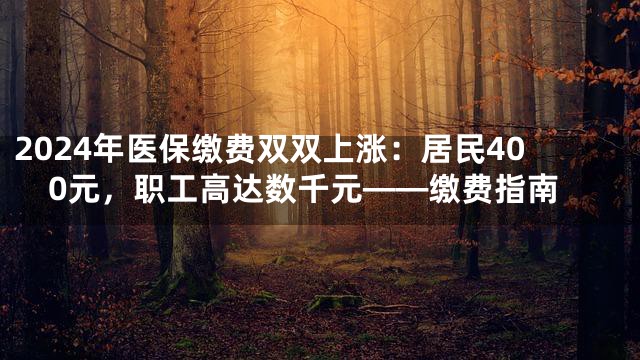 2024年医保缴费双双上涨：居民400元，职工高达数千元——缴费指南