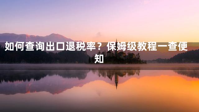 如何查询出口退税率？保姆级教程一查便知