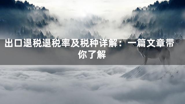 出口退税退税率及税种详解：一篇文章带你了解