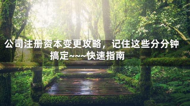 公司注册资本变更攻略，记住这些分分钟搞定~~~快速指南