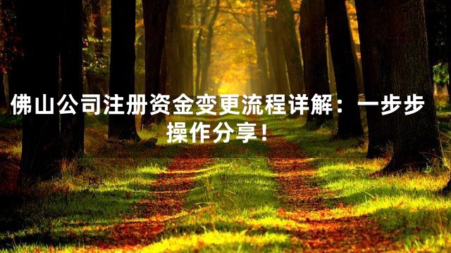 佛山公司注册资金变更流程详解：一步步操作分享！