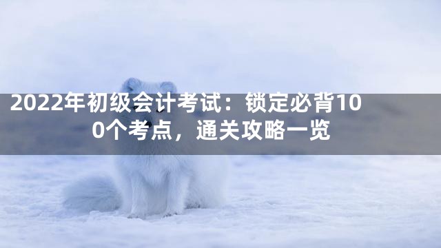 2022年初级会计考试：锁定必背100个考点，通关攻略一览