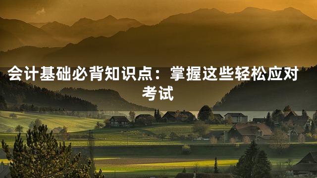 会计基础必背知识点：掌握这些轻松应对考试