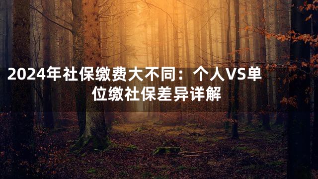 2024年社保缴费大不同：个人VS单位缴社保差异详解