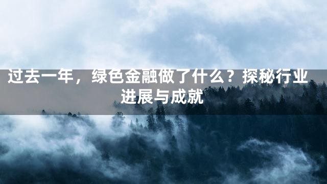 过去一年，绿色金融做了什么？探秘行业进展与成就