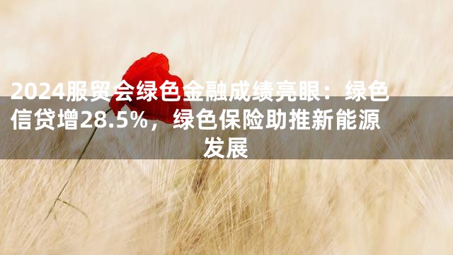 2024服贸会绿色金融成绩亮眼：绿色信贷增28.5%，绿色保险助推新能源发展