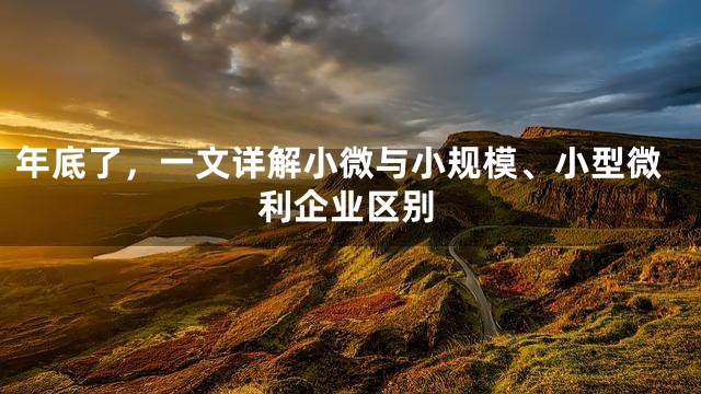 年底了，一文详解小微与小规模、小型微利企业区别