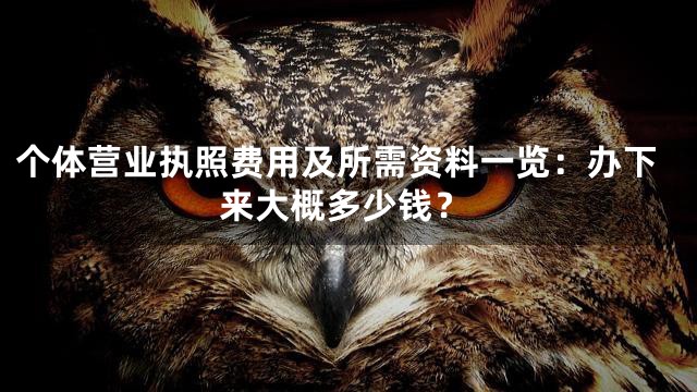 个体营业执照费用及所需资料一览：办下来大概多少钱？