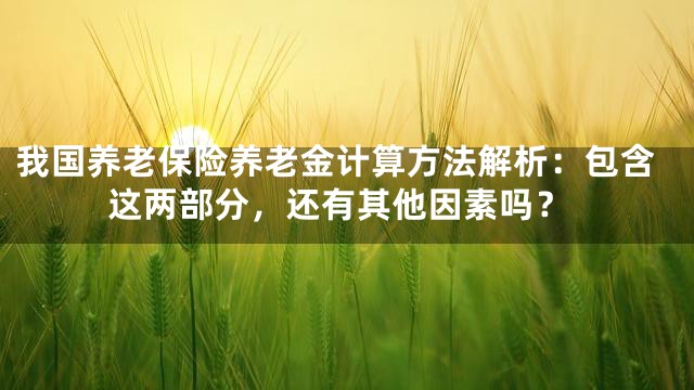 我国养老保险养老金计算方法解析：包含这两部分，还有其他因素吗？