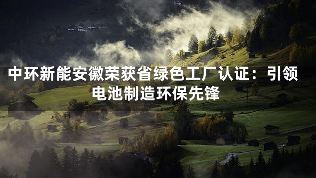 中环新能安徽荣获省绿色工厂认证：引领电池制造环保先锋