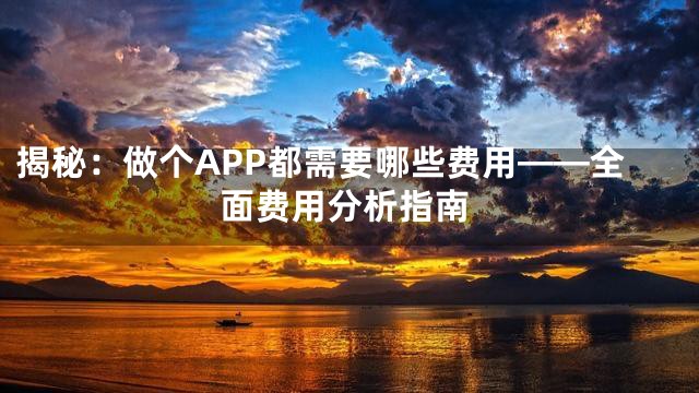 揭秘：做个APP都需要哪些费用——全面费用分析指南