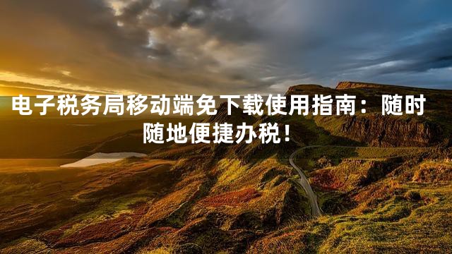 电子税务局移动端免下载使用指南：随时随地便捷办税！