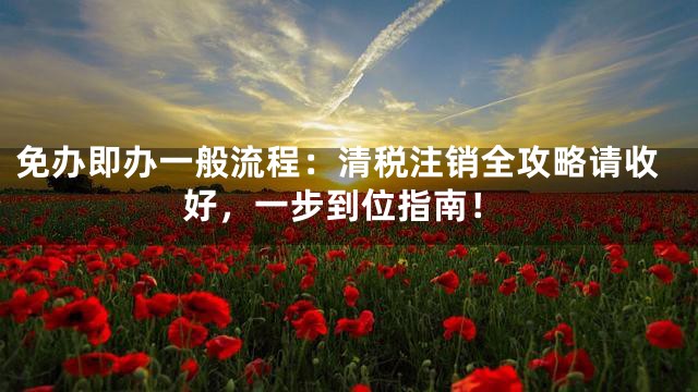 免办即办一般流程：清税注销全攻略请收好，一步到位指南！