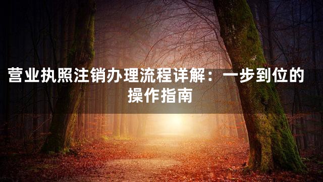 营业执照注销办理流程详解：一步到位的操作指南