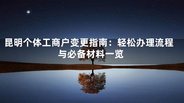 昆明个体工商户变更指南：轻松办理流程与必备材料一览