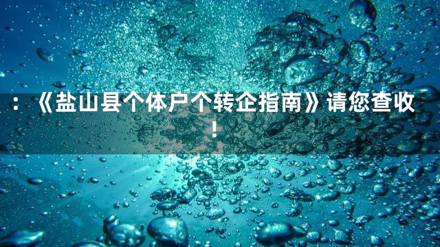 ：《盐山县个体户个转企指南》请您查收！