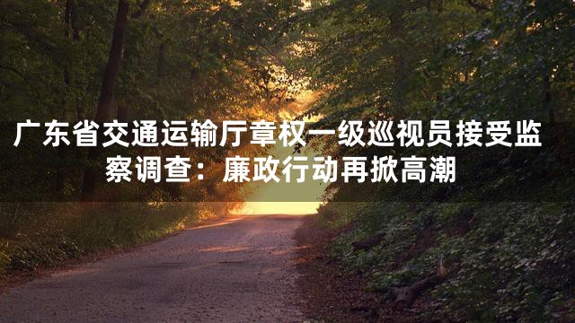 广东省交通运输厅章权一级巡视员接受监察调查：廉政行动再掀高潮