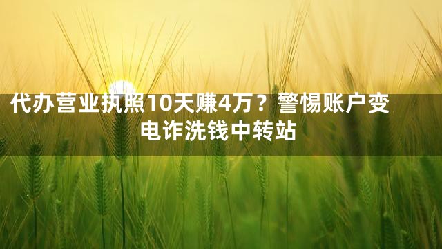 代办营业执照10天赚4万？警惕账户变电诈洗钱中转站