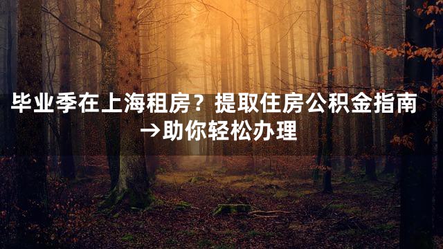 毕业季在上海租房？提取住房公积金指南→助你轻松办理