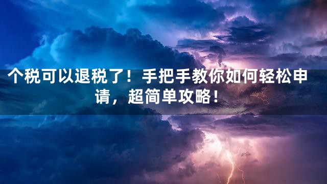 个税可以退税了！手把手教你如何轻松申请，超简单攻略！