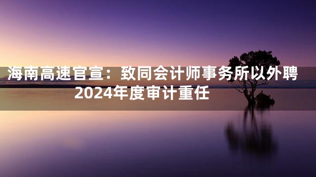 海南高速官宣：致同会计师事务所以外聘2024年度审计重任
