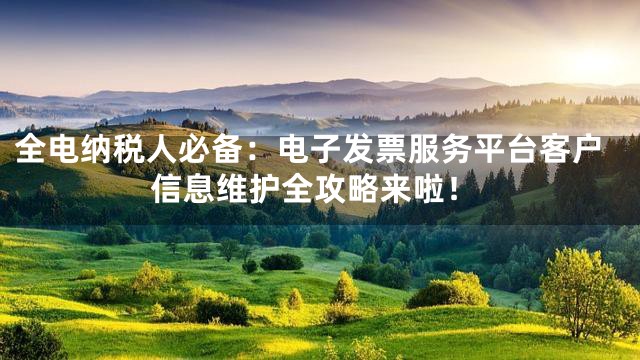 全电纳税人必备：电子发票服务平台客户信息维护全攻略来啦！