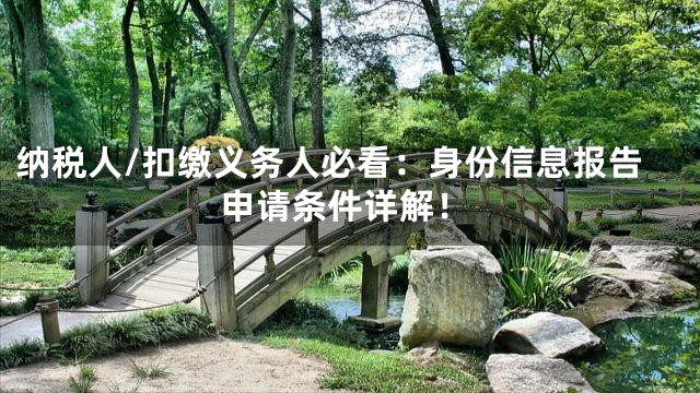 纳税人/扣缴义务人必看：身份信息报告申请条件详解！