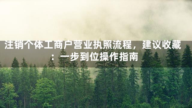 注销个体工商户营业执照流程，建议收藏：一步到位操作指南