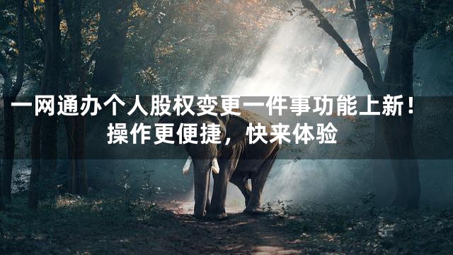 一网通办个人股权变更一件事功能上新！操作更便捷，快来体验