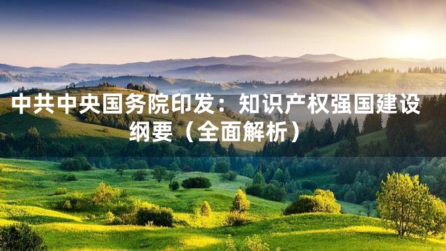 中共中央国务院印发：知识产权强国建设纲要（全面解析）