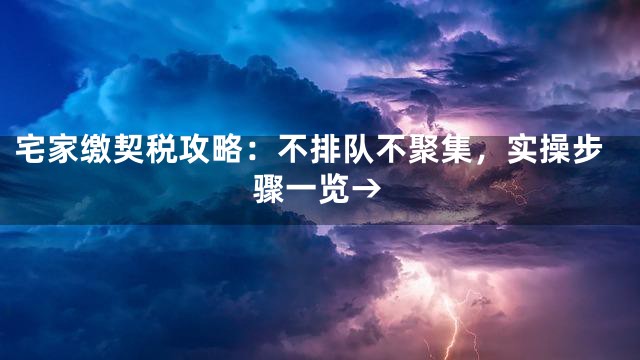宅家缴契税攻略：不排队不聚集，实操步骤一览→