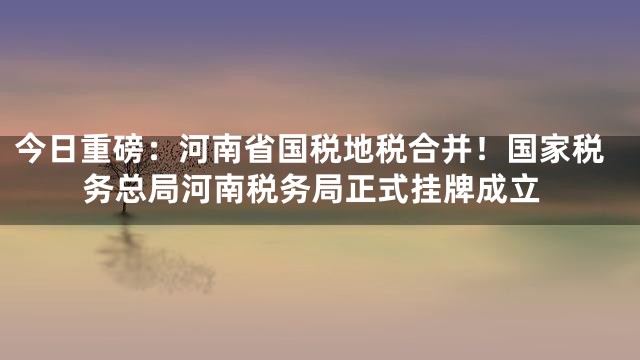 今日重磅：河南省国税地税合并！国家税务总局河南税务局正式挂牌成立