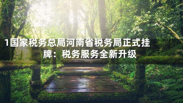 1

国家税务总局河南省税务局正式挂牌：税务服务全新升级