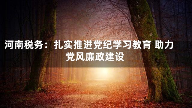 河南税务：扎实推进党纪学习教育 助力党风廉政建设