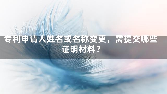 专利申请人姓名或名称变更，需提交哪些证明材料？