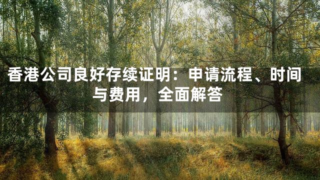 香港公司良好存续证明：申请流程、时间与费用，全面解答