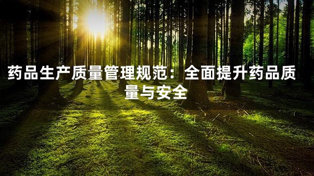 药品生产质量管理规范：全面提升药品质量与安全