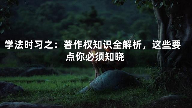 学法时习之：著作权知识全解析，这些要点你必须知晓