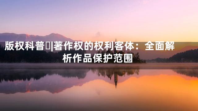 版权科普⑱|著作权的权利客体：全面解析作品保护范围