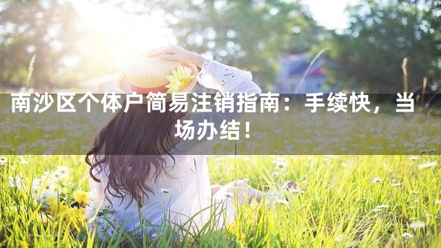 南沙区个体户简易注销指南：手续快，当场办结！