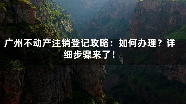 广州不动产注销登记攻略：如何办理？详细步骤来了！
