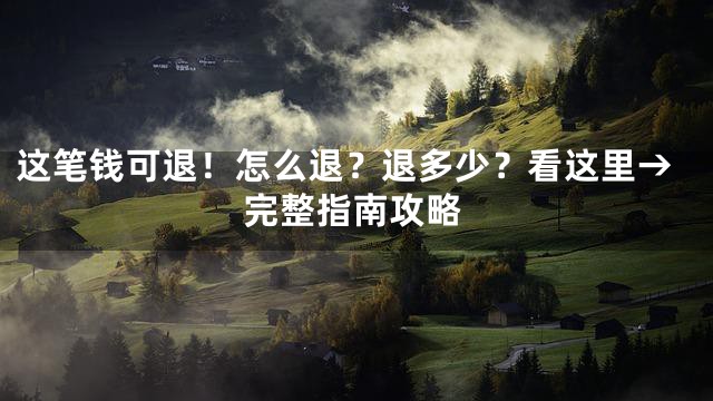 这笔钱可退！怎么退？退多少？看这里→完整指南攻略
