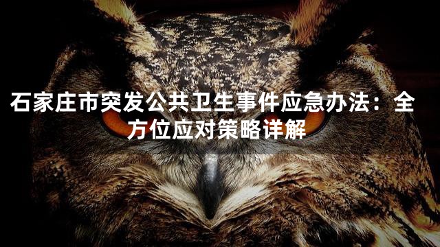 石家庄市突发公共卫生事件应急办法：全方位应对策略详解