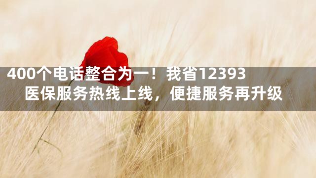 400个电话整合为一！我省12393医保服务热线上线，便捷服务再升级