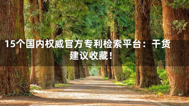 15个国内权威官方专利检索平台：干货建议收藏！