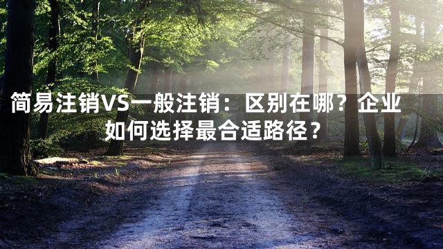 简易注销VS一般注销：区别在哪？企业如何选择最合适路径？