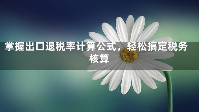 掌握出口退税率计算公式，轻松搞定税务核算